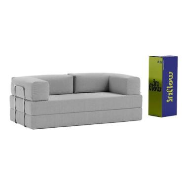 Imagem de Sofá Cama Flowin Inflow Boucle Cinza Vem Na Caixa Retrátil Confortável