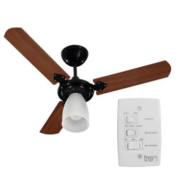 Imagem de Ventilador De Teto Marbela 3 Pás MDF  Preto E Verniz 130W Tron 110V
