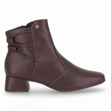 Imagem de Bota Cano Curto Salto Medio Piccadilly 160118 Feminina - Marrom-Feminino
