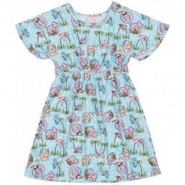 Imagem de Saída de Praia Vestido Curto Infantil Azul Piscina - Quimby, 2