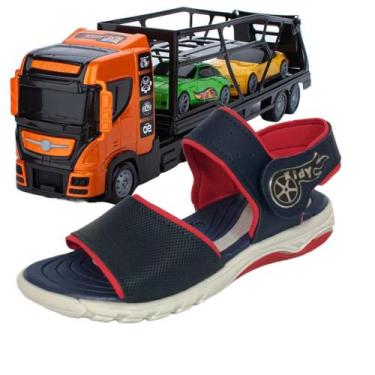 Imagem de Sandalia Infantil Caminhão Cegonha Kidy Toys 392.0011, Marinho, Vermel