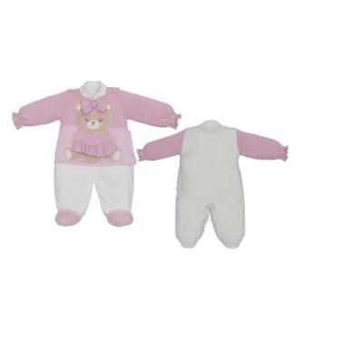 Imagem de Macacão Bebê Menina Inverno Plush Lavanda Emilly Ursinha, P