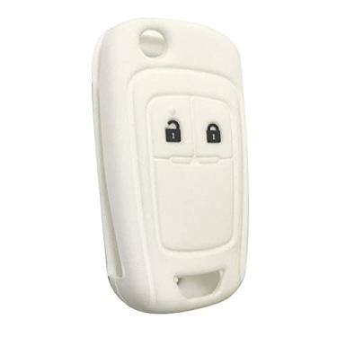 Imagem de YJADHU Estojo de silicone para chave de carro Flip Key, adequado para Buick Regal Lacrosse Encore Excelle GT XT Opel Insignia Vauxhall Astra MOKKA Zafira, branco