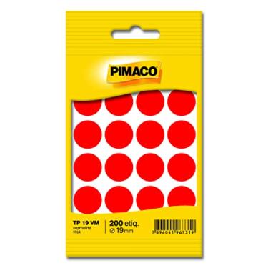 Imagem de Etiqueta Adesiva Pimaco, Multiuso ideal para Identificação,TP-19-VM,Vermelha, 19mm diâmetro,Envelope com 10 fls-100 etiquetas, 891721