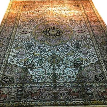Imagem de 153 cm por 246 cm de seda artesanal pura design oriental tapete para sala de jantar