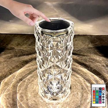 Imagem de KPL Lâmpada de mesa com controle de toque de cristal, lâmpada de prata de rio que muda de cor de 16 cores recarregável por USB, luz noturna de cabeceira com controle remoto para quarto,
