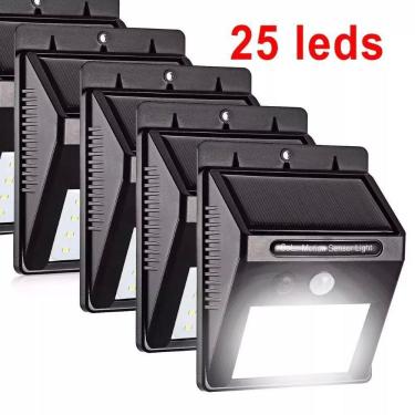 Imagem de Kit 6 Luminária Solar De Parede 25 Led Sensor De Movimento