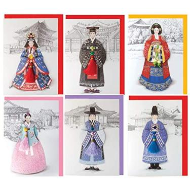 Imagem de From&to Hanbok 6 peças de conjunto de cartões de visita da família real coreana lembrança coreana roupas tradicionais cartões de felicitações obrigado Aniversário de casamento Convite de Ano Novo Cart