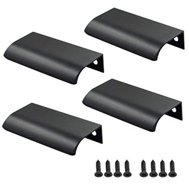 Imagem de LC LICTOP Puxadores de borda de 80 mm Arco de 8,15 polegadas moderno puxador de dedo para caibnets gaveta armário porta guarda-roupa armário 2,52 polegadas espaçamento de furos 4 peças puxadores de