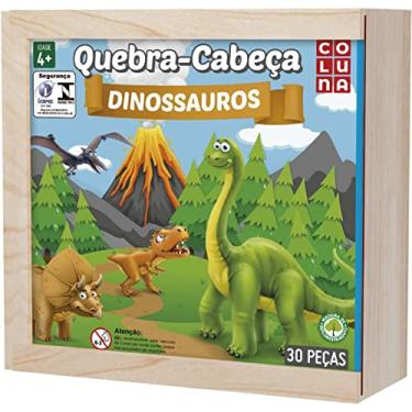 Imagem de Quebra-Cabeça, Coluna, Dinossauros, Madeira, 30 Peças