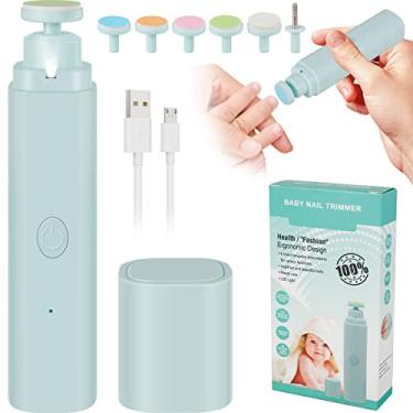 Imagem de formsiwod Kit de aparador de unhas para bebês com 6 cabeças de moagem recarregável e segura lixa de unhas de bebê com 2 modos mini cortadores de unhas portáteis para bebês adultos esmalte e acabamento QE