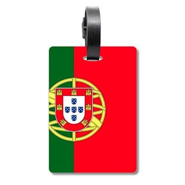 Imagem de Bandeira nacional de Portugal com a bandeira da Europa e a etiqueta para bagagem e cartão de identificação