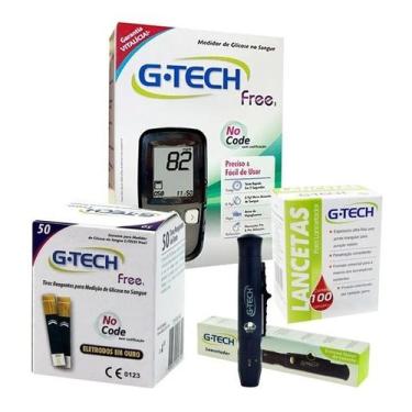 Imagem de Medidor De Glicose G Tech Free Com 50 Tiras E 100 Lanceta - G-Tech