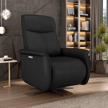 Imagem de Poltrona do Papai Reclinável Power Elétrica Anakin Base Estrela Giratória USB Couro Preto G76 - Gran Belo