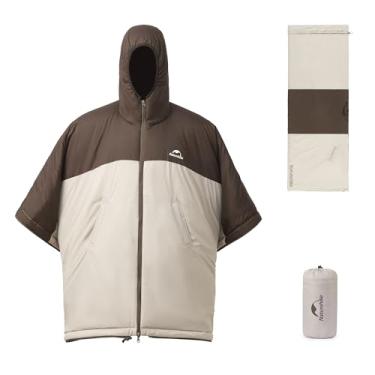 Imagem de Naturehike Sacos de dormir poncho com capuz vestível com tecido de teflon e imitação de algodão de seda, capa para atividades ao ar livre, acampamento, casa