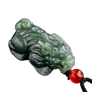 Imagem de Colar Pixiu Jade Feng Shui Riqueza Colar Dragão Pi Yao Charme Nível A Fei Cui Jade Hunter Ágata Verde Espaçador Cordão Atração de Dinheiro Talismã de Chakra Espiritual para 2024/2138