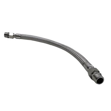 Imagem de Mangueira de jumper de compressor de nível industrial, NPT macho de 3/10.2 cm x 50.8 cm de comprimento, 398.9 °C, 450 PSI, ambos os encaixes laterais giram livremente, mangueira de metal de aço