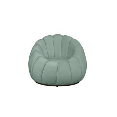 Imagem de Poltrona Decorativa Base Giratória Concha Veludo Acqua - Mansão Decor