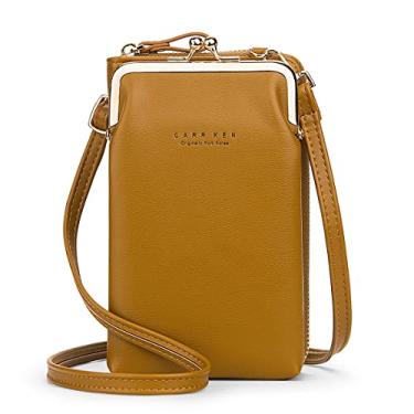 Imagem de Bolsa transversal feminina para celular pequena bolsa de ombro bolsa de couro para cartão (Z1-Marrom)