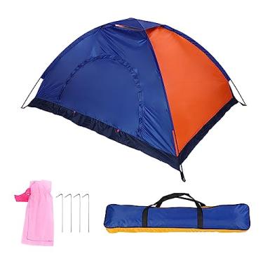 Imagem de Tenda de Acampamento à Prova D'água, Barraca de Acampamento Ao Ar Livre Premium Com Porta e Janela para Caminhada e Mochila (Azul real com amarelo laranja)