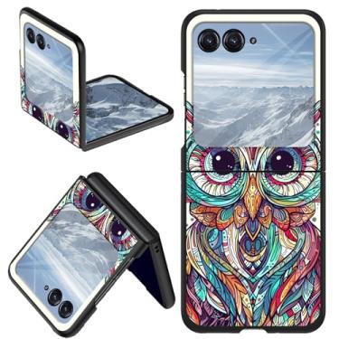 Imagem de DHYYDSQZ Capa protetora para Motorola Moto Razr 2024 para Moto Razr 50 com design colorido de coruja fina e rígida PC antiarranhões à prova de choque para Moto Razr 2024/Moto Razr 50 5G