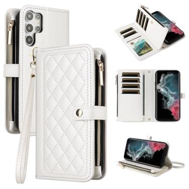 Imagem de Dswteny Capa carteira para Samsung Galaxy S25 Ultra 5G com alça de pulso, fecho de correr, suporte macio para cartão de crédito, capa para celular S25Ultra 25S S 25 25Ultra 6,9 2025 mulheres meninas