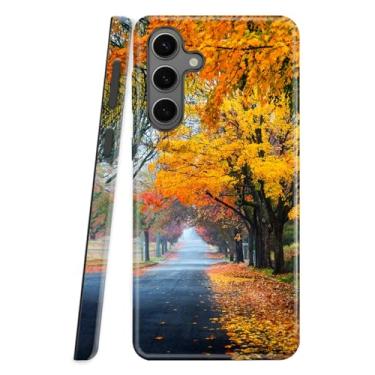 Imagem de TGABORFU Capa de proteção dupla para Samsung Galaxy S24 FE 5G, capa protetora resistente à prova de choque de camada dupla, folhas caídas no outono