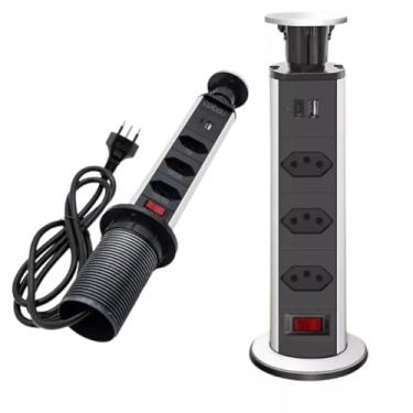 Imagem de Coibeu, Tomada Elevável Torre de Elevação Retrátil 3 Tomadas 10A 16A e 20A Liga de Alumínio Para Mesa