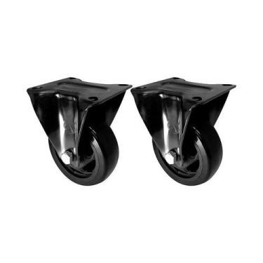 Imagem de Kit 2 un roda rodízio fixo pvc preto 3 polegada 75mm móvel - AJAX