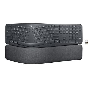 Imagem de Logitech Teclado ergonômico sem fio ERGO K860 – teclado dividido, descanso de pulso, digitação natural, tecido resistente a manchas, conectividade Bluetooth e USB, compatível com Windows/Mac, preto