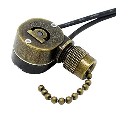 Imagem de Interruptor de corrente de puxar de teto ZE-109M Zing Ear Metal Pull Chain Light Switch ON-OFF Interruptor de corrente de puxar Interruptor de luz do ventilador de teto (Bronze antigo)