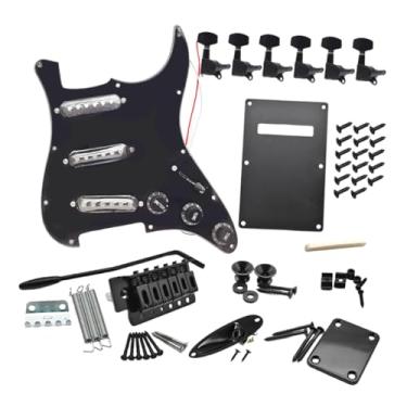 Imagem de MERIGLARE Kits de guitarra elétrica faça você mesmo com 11 furos, placa de proteção multifuncional com placa traseira retrô e entrada de guitarra para, Black a