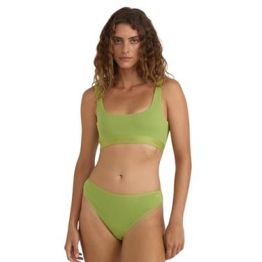 Imagem de Organic Basics Sutiã regata feminino de algodão canelado, Verde Matcha, PP
