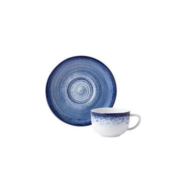 Imagem de Xicara Café Com Pires 80ml Porcelana Schmidt - Dec. Esfera Azul 2413, 