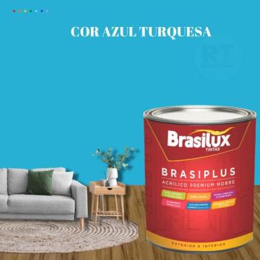 Imagem de Tinta Semi Brilho Cor Azul Petróleo 800ml Brasiplus Acrílica Lavável. 
