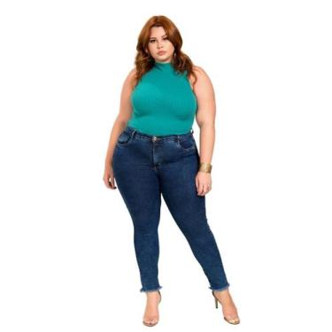 Imagem de Calça Cigarrete Feminina Jeans Plus  Razon Jeans, 54, Jeans