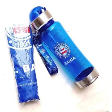 Imagem de Garrafa Plástico e Inox Squeeze do Bahia 700ml com cordão e mochila sa