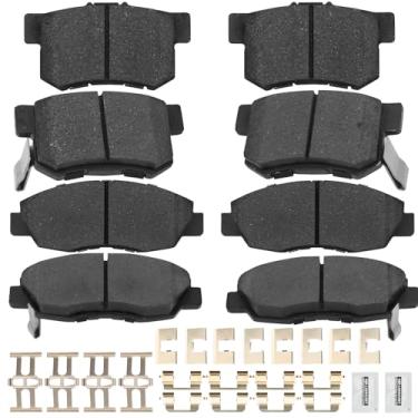 Imagem de D465A D537 Conjunto de pastilhas de freio a disco dianteiro traseiro de cerâmica premium compatível com Acura EL 2001 2002 2003 2004 2005, Honda Accord 1998 1999 2000 2001 2002, Honda Civic 2002 2003