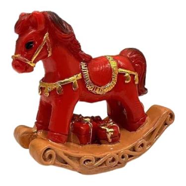 Imagem de FLCPJGV Estatueta de Natal em Miniatura, Cavalo de Balanço, Enfeite de Mesa de Resina, Escultura Animal Colecionável para Presente, Sala de Estar, Escritório, Style a, Tamanho real