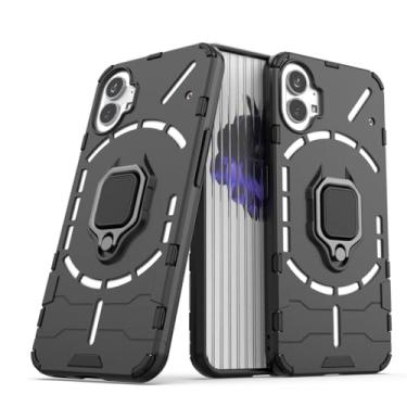 Imagem de Capa Protetora Magnética Anti-quedas para Nothing Phone 1, Suporte Giratório + Proteção Militar (Preto)