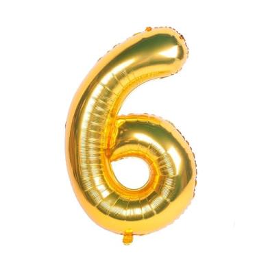Imagem de Balão Metalizado, Make +, Número 6, Dourado, 40 cm