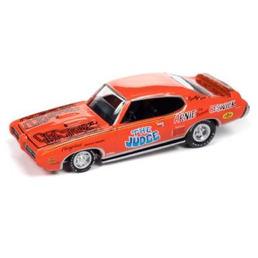 Imagem de 1969 Pontiac GTO Orange w/Graphics The Judge Arnie The Farmer Beswick Racing Champions Mint 2023 Release 1 Limited Edition 2500 Pieces Worldwide 1/64 Diecast Model Car Racing Champions RC016-RCSP029A