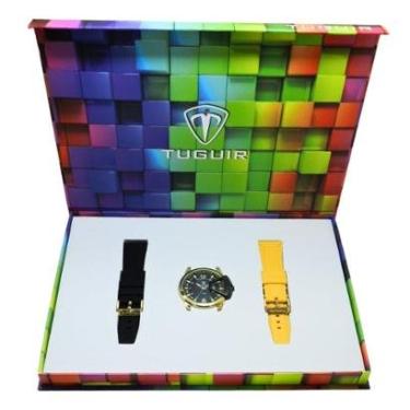 Imagem de Relógio Masculino Tuguir Analógico 2397 Dourado e Preto ou Amarelo-Masculino