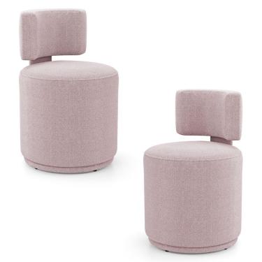 Imagem de Kit 02 Puffs Decorativos Orgânicos Living Melis Minimalista Bouclê Rosê - Desk Design