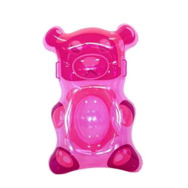 Imagem de oshhni Boia inflável em formato de ursinho de goma para piscina, brinquedo leve para água, inflável divertida para festas e férias de verão, Rosa