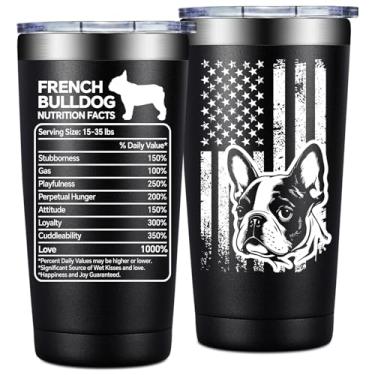Imagem de Loecuxe Presentes de buldogue francês para mulheres, homens - Dia das Mães, Dia dos Pais, presentes de aniversário para proprietários de buldogues - Buldogue Francês Informações nutricionais copo copo