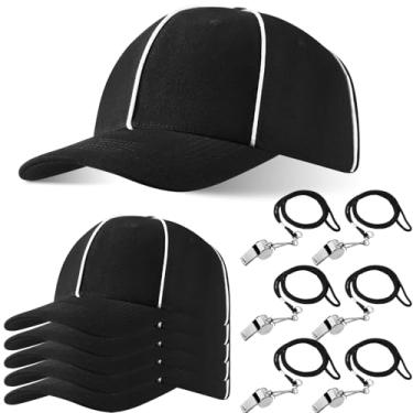 Imagem de BBTO Acessórios de fantasia de árbitro chapéu de árbitro e apito chapéus de bandeira de penalidade para homens e mulheres futebol (6 conjuntos)