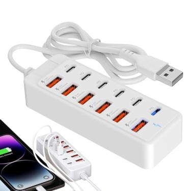 Imagem de Docking Station USB C | Adaptador 12-em-1 Type-C 66W - Hub Com Carregamento Rápido - Para Computador Portátil Telefone Tablet Casa Escritório Biblioteca Hotel Sala de Aula