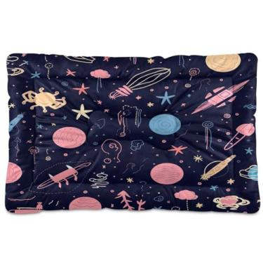 Imagem de Wassud Cama de cachorro com estrelas e cometas para cães pequenos, lavável, impermeável, para viagem, para animais de estimação, portátil, com fundo antiderrapante para ambientes internos e para