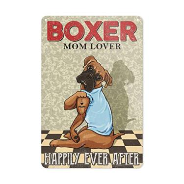 Imagem de Placa de metal - Pôster de cachorro boxer mãe amante placas de metal decoração de arte de parede para escritório em casa e fazenda decorações de casa de campo para sala de estar quarto 20 x 30 cm